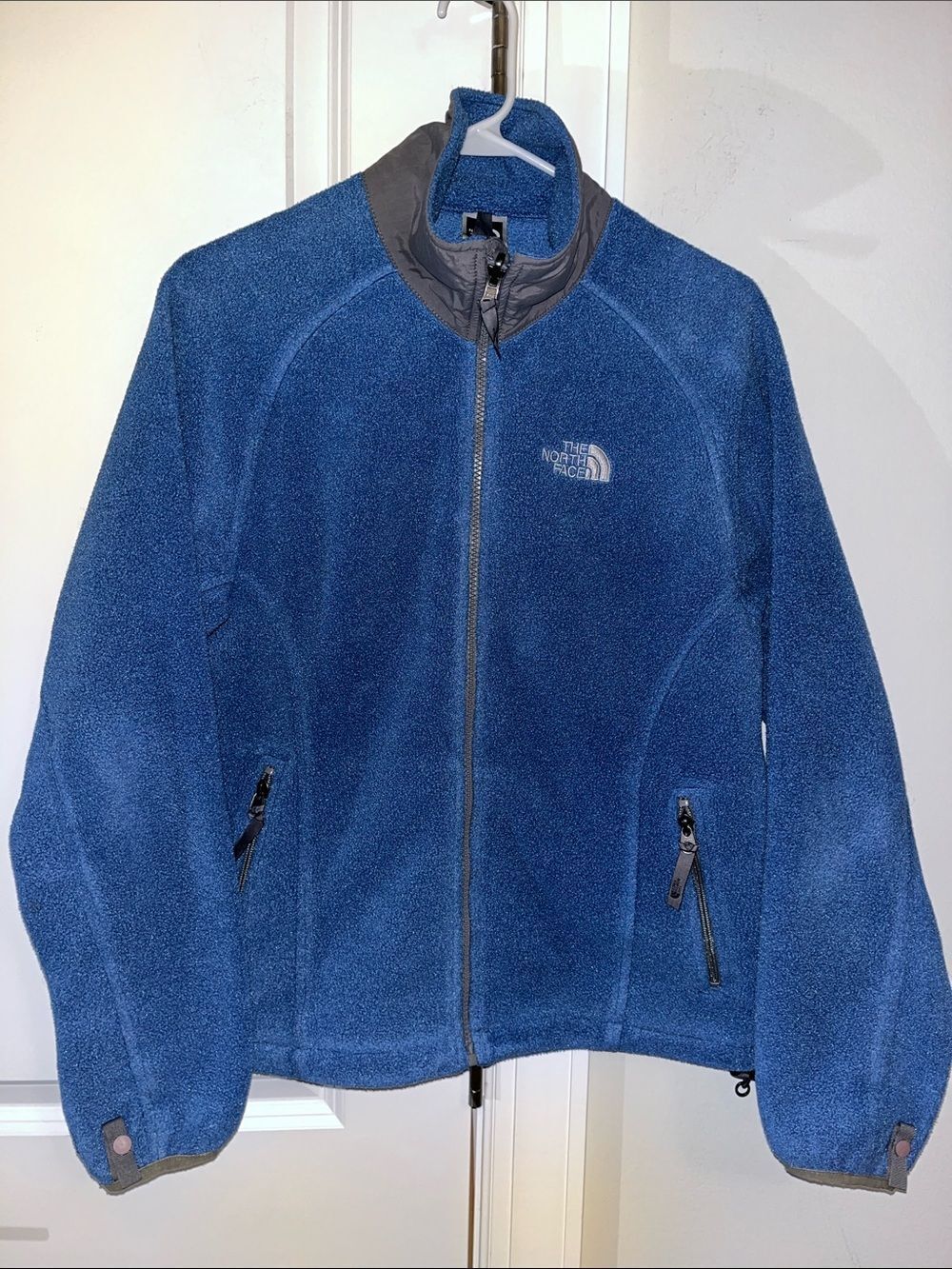 Gray Blue North Face Hiking Trail Womens Fleece full zipper jacket S